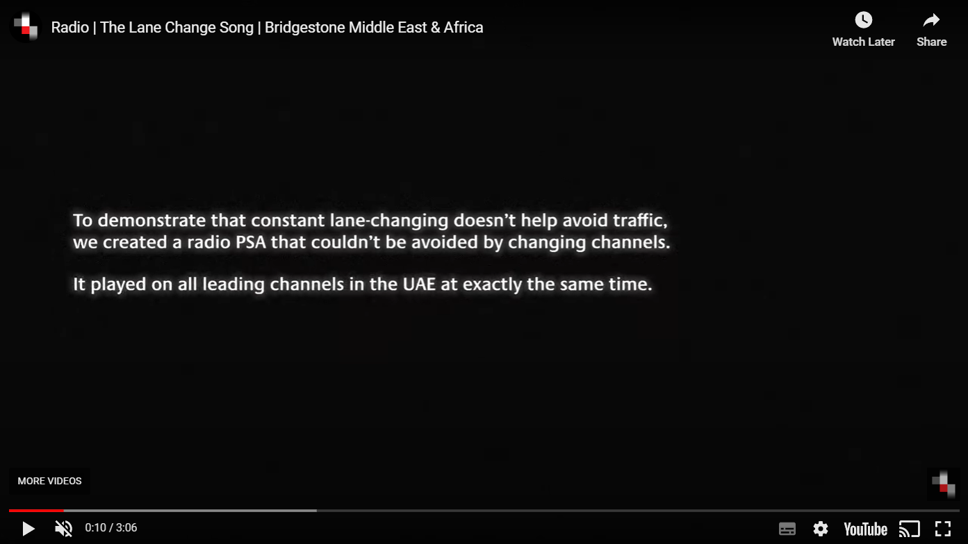 The Lane Change Song encourages drivers not to change lanes plus...5 more creative media metaphor campaigns